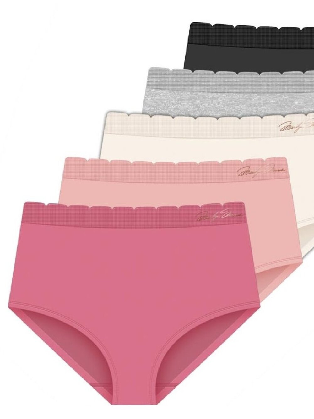 Marilyn Monroe Seamless Lightweight Brief Panties - Scalloped Waist - Set of 5